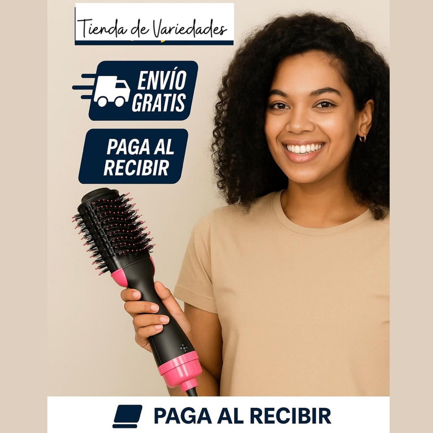 Combo 3 en 1 para tu Cabello: Cepillo Secador + Rizador + Mini Plancha Portátil