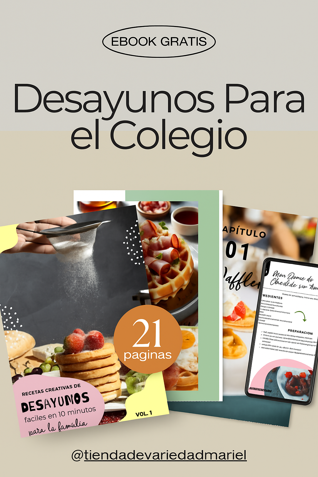Wafflera 3 en 1 Multifuncional – Desayunos Rápidos, Fáciles y Creativos + Recetas Gratis