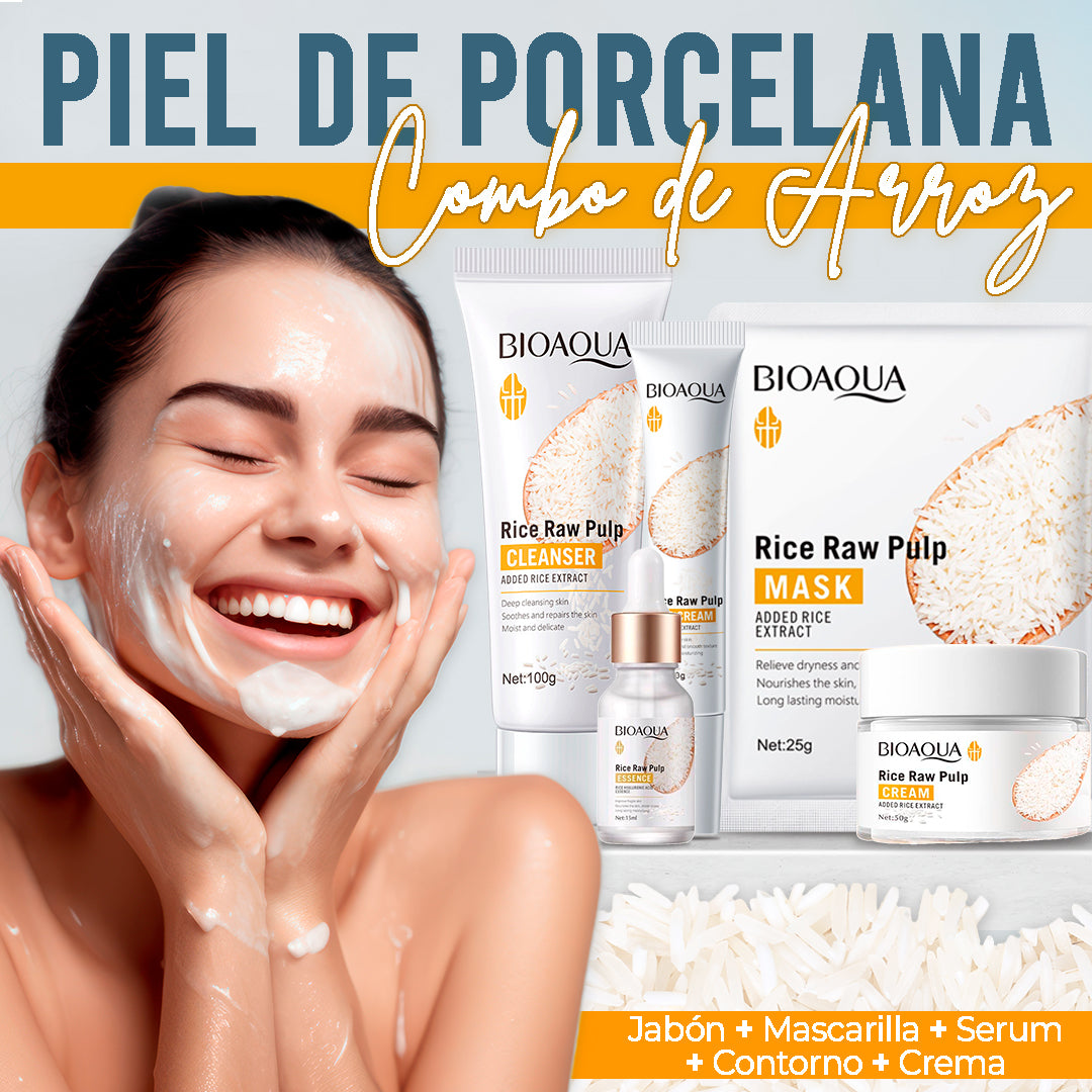 Combo Facial de Arroz BIOAQUA – Piel de Porcelana