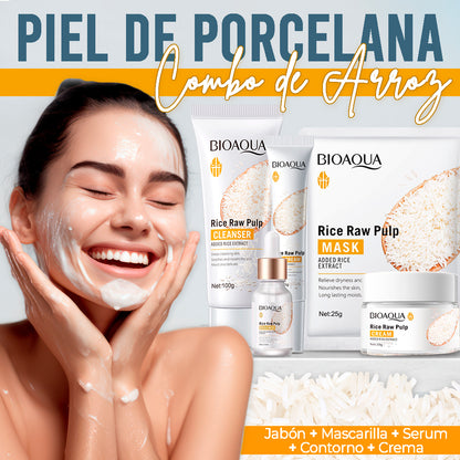 Combo Facial de Arroz BIOAQUA – Piel de Porcelana