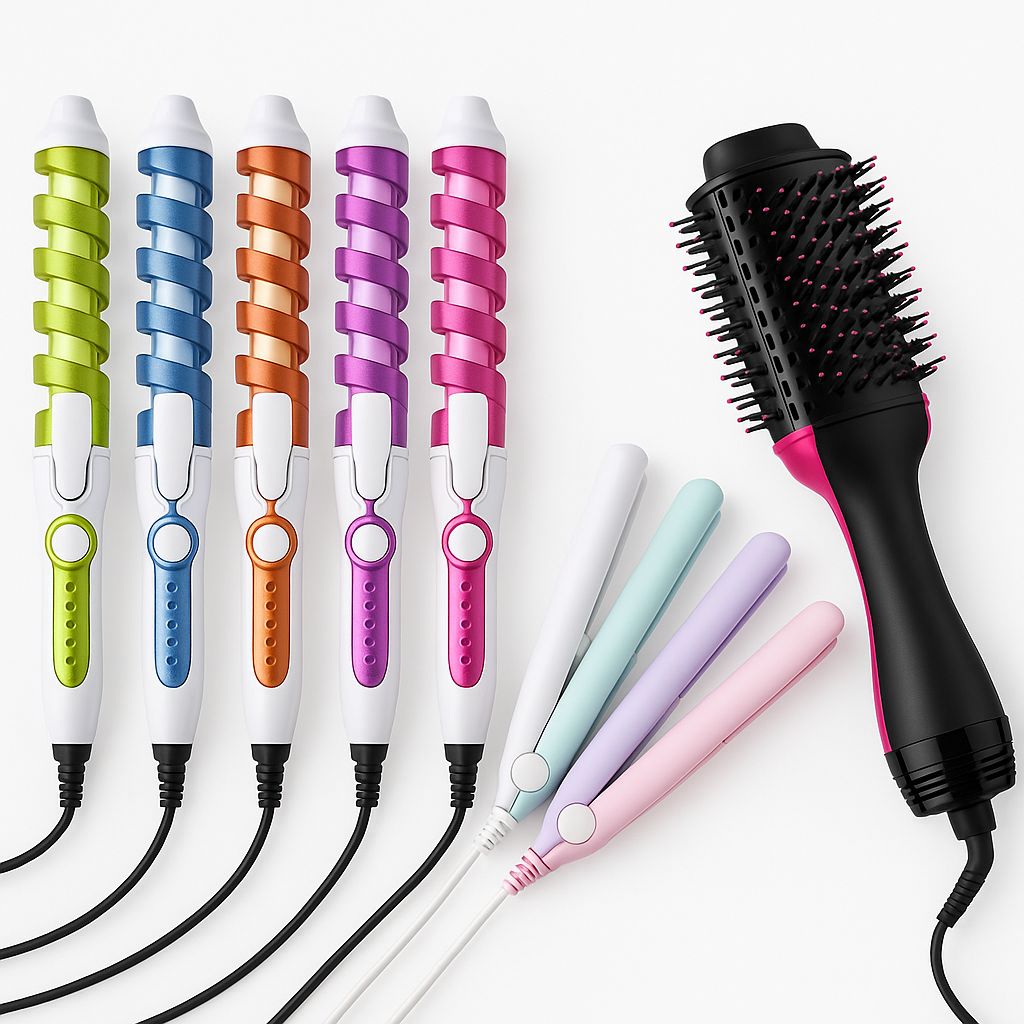 Combo 3 en 1 para tu Cabello: Cepillo Secador + Rizador + Mini Plancha Portátil