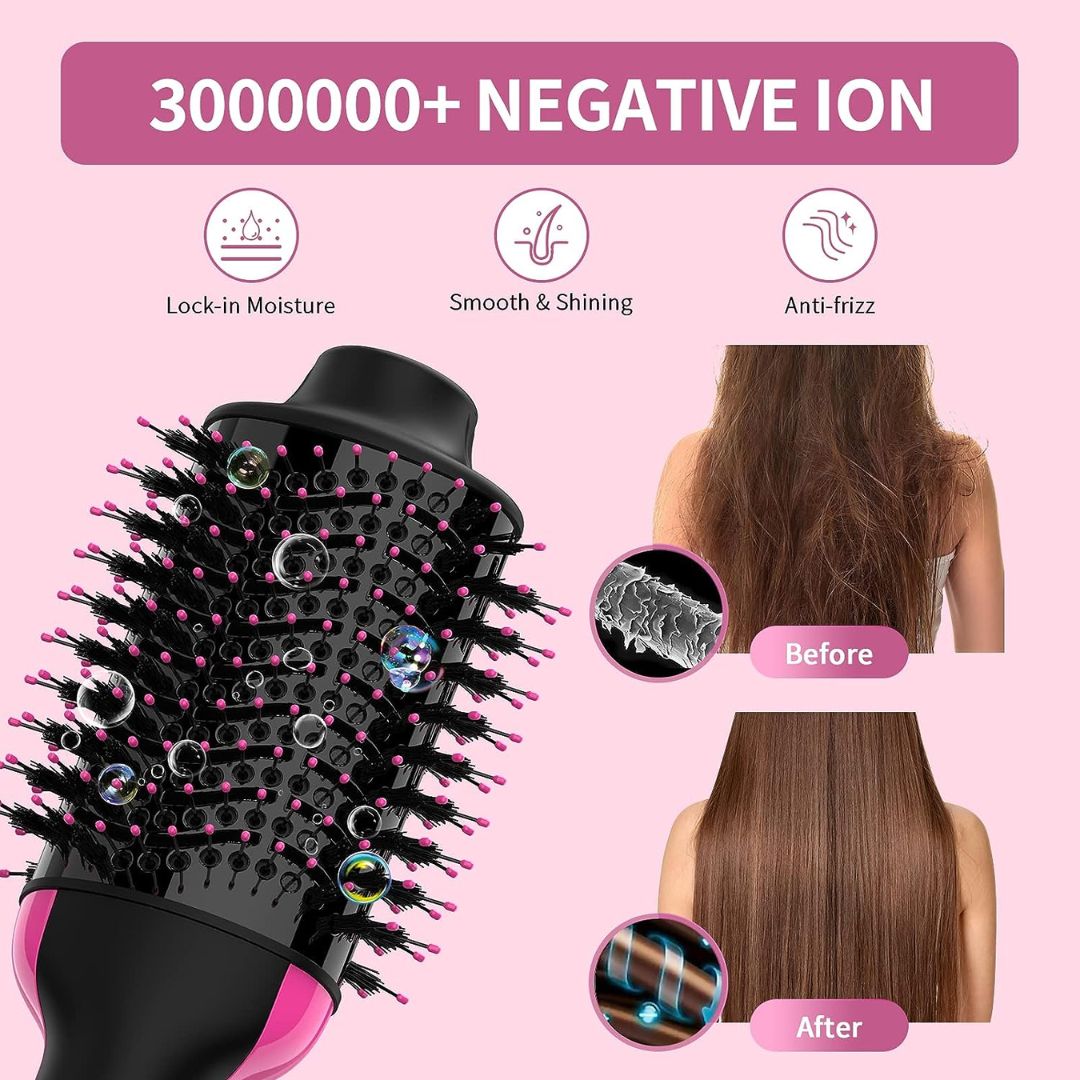 Combo 3 en 1 para tu Cabello: Cepillo Secador + Rizador + Mini Plancha Portátil