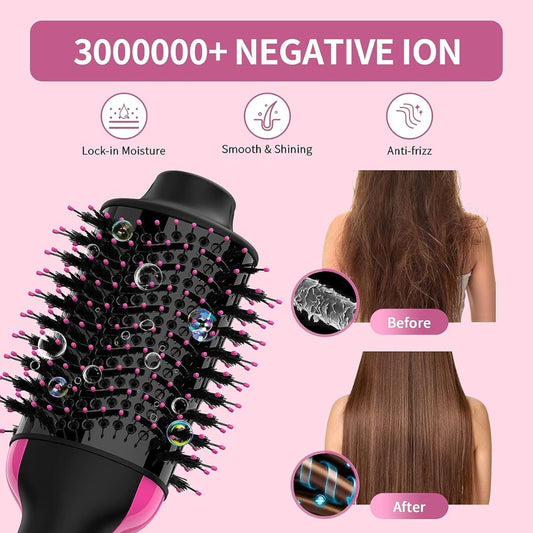 Combo 3 en 1 para tu Cabello: Cepillo Secador + Rizador + Mini Plancha Portátil